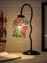 Multicolor Mosaic Glass Zig Zag Curvy Table lamp with Iron Base (EN12)